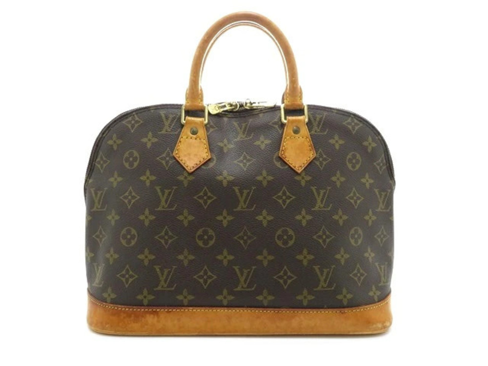 LOUIS VUITTON Alma Monogram Handbag Leather Brown
